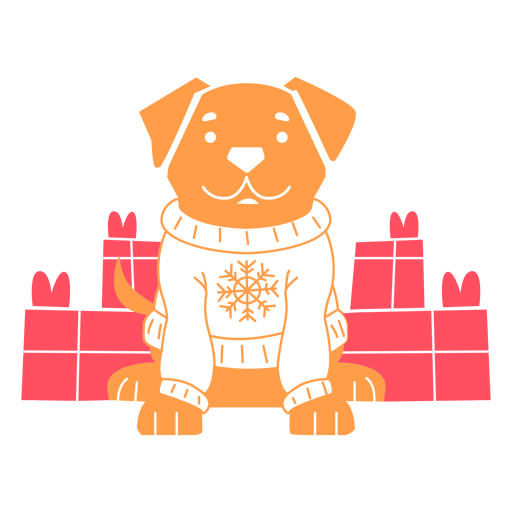 Dog wearing christmas sweater - Transparent PNG & SVG vector file