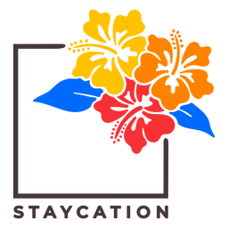 Flowery staycation badge PNG Design