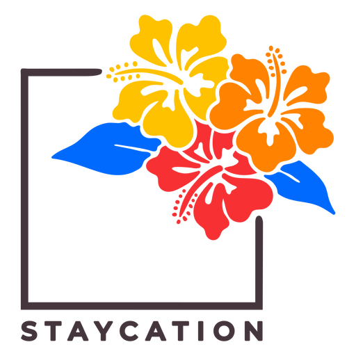 Flowery staycation badge PNG Design