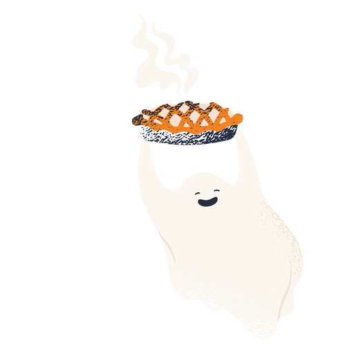 Funny character ghost with pie PNG Design