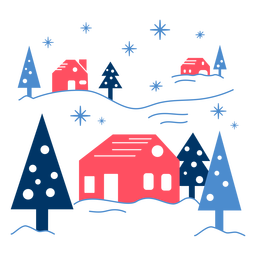 Casas geométricas sob a neve