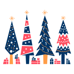 Geometric trees and gifts Transparent PNG