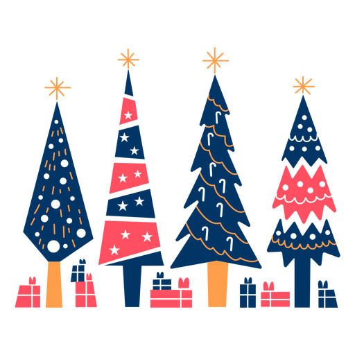 Geometric trees and gifts PNG Design