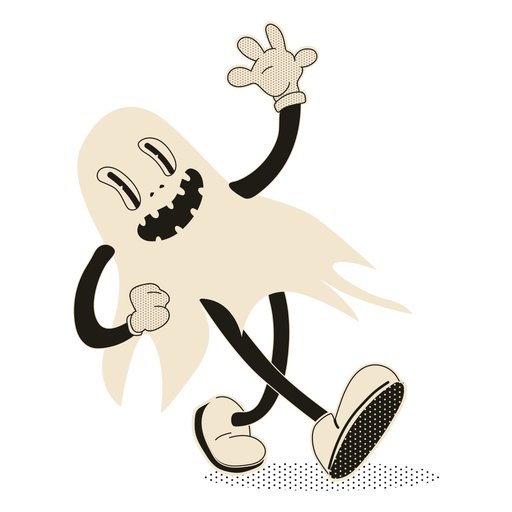 Halloween ghost character waving PNG Design