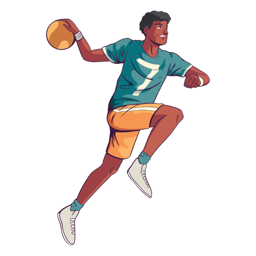 Jugador de balonmano con pelota Diseño PNG
