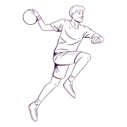 Handball man player with ball hand drawn PNG Design