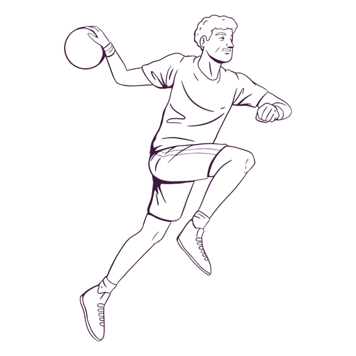 Handball man player with ball hand drawn - Transparent PNG & SVG vector ...