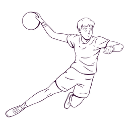 Jugador de balonmano en acción dibujado a mano Diseño PNG