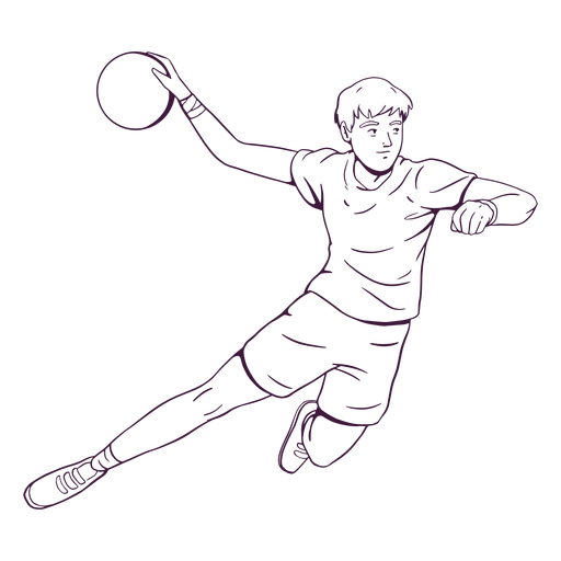 Handballspieler in Aktion Hand gezeichnet PNG-Design