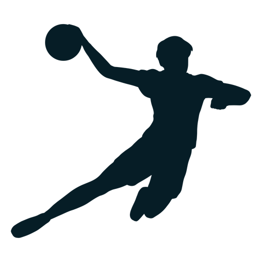 Handballspieler in Aktionsschattenbild PNG-Design