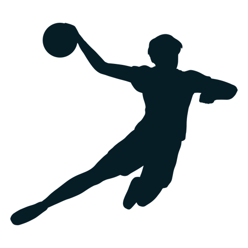 Silhueta de jogador de handebol em a??o Desenho PNG