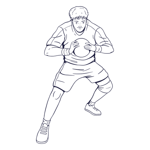Handball player man character hand drawn PNG Design