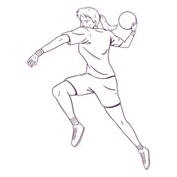Dibujado a mano jugador de balonmano mujer Diseño PNG