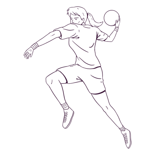 Handball Frau Spieler Hand gezeichnet PNG-Design