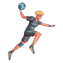 Hombre de jugador de balonmano de salto Diseño PNG