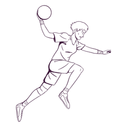 Jumping handball player man hand drawn PNG Design Transparent PNG