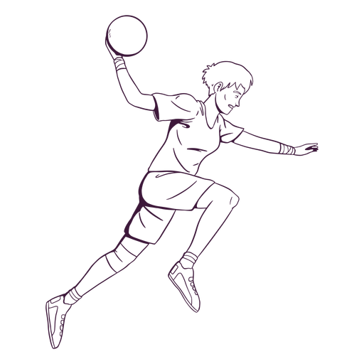Jumping handball player man hand drawn PNG Design