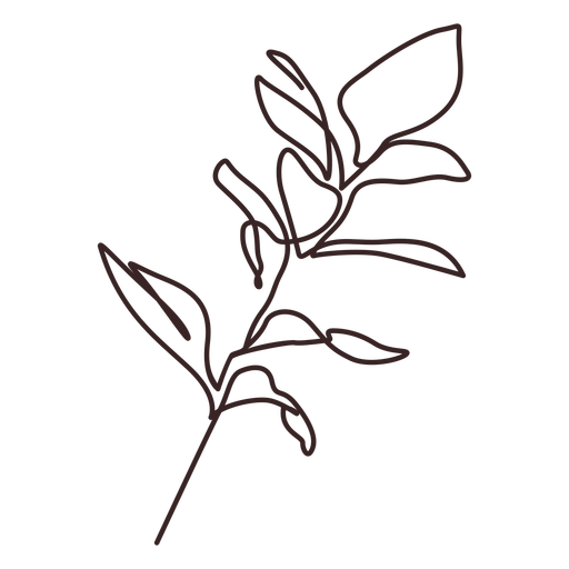 Desenho de linha ramo frondoso