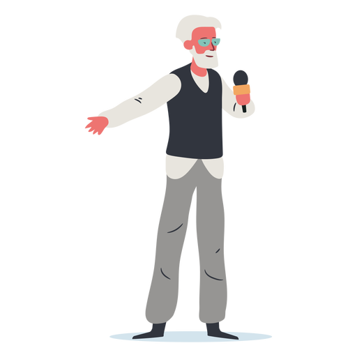 Man character with microphone PNG Design