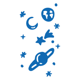 Planets and stars flat PNG Design