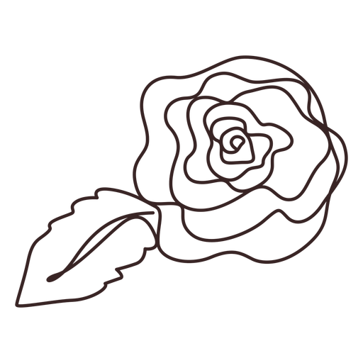 Poppy flower and leaf line drawing design PNG Design