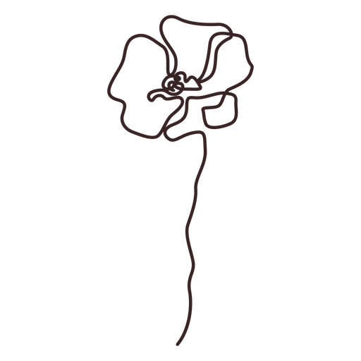 Poppy flower long stem line drawing - Transparent PNG & SVG vector file