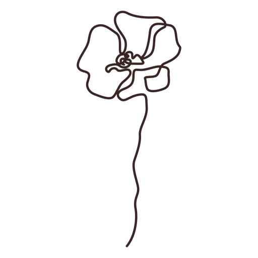 Poppy flower long stem line drawing PNG Design