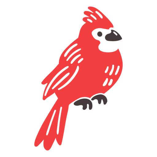 Red crest flying bird doodle PNG Design