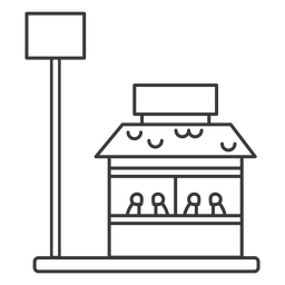 Restaurantgebäude und Zeichenstrich PNG-Design
