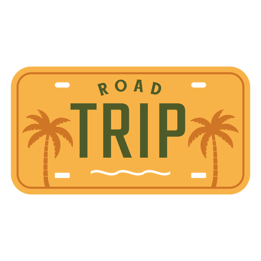 Road trip lettering palms design PNG Design