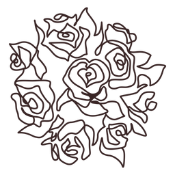 Ramo de rosas trazo de dibujo lineal Diseño PNG