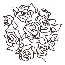 Roses bouquet line drawing stroke PNG Design