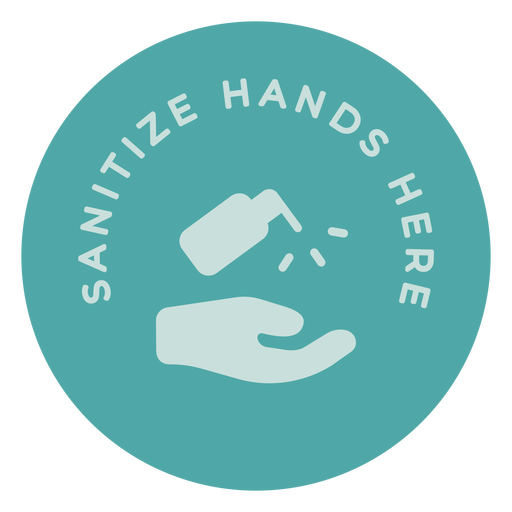 Sanitize hands here circle sign PNG Design