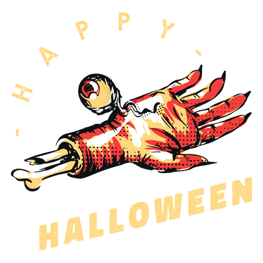 Scary hand happy halloween badge PNG Design