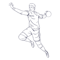Dibujado a mano vista lateral jugador de balonmano Diseño PNG Transparent PNG