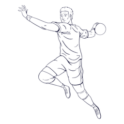 Vista lateral do jogador de handebol desenhado à mão Desenho PNG