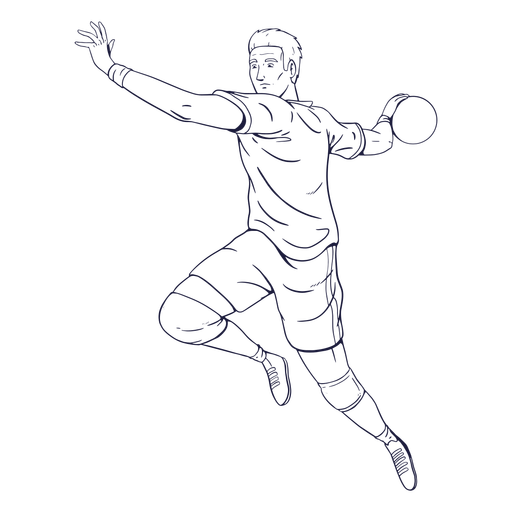 Seitenansicht Handballspieler Hand gezeichnet PNG-Design