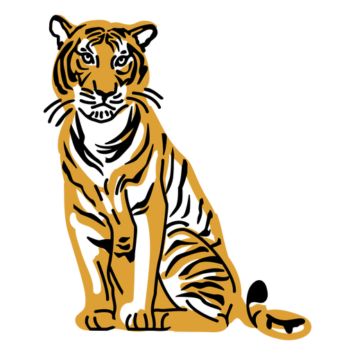 Handgezeichnetes Design des sitzenden Tigers PNG-Design