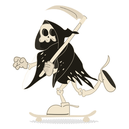 Personagem de halloween esqueleto skatista