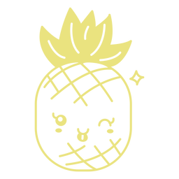 Smiley süße Ananas flach PNG-Design