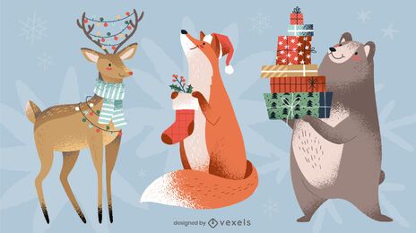 Paquete de diseño de animales navideños