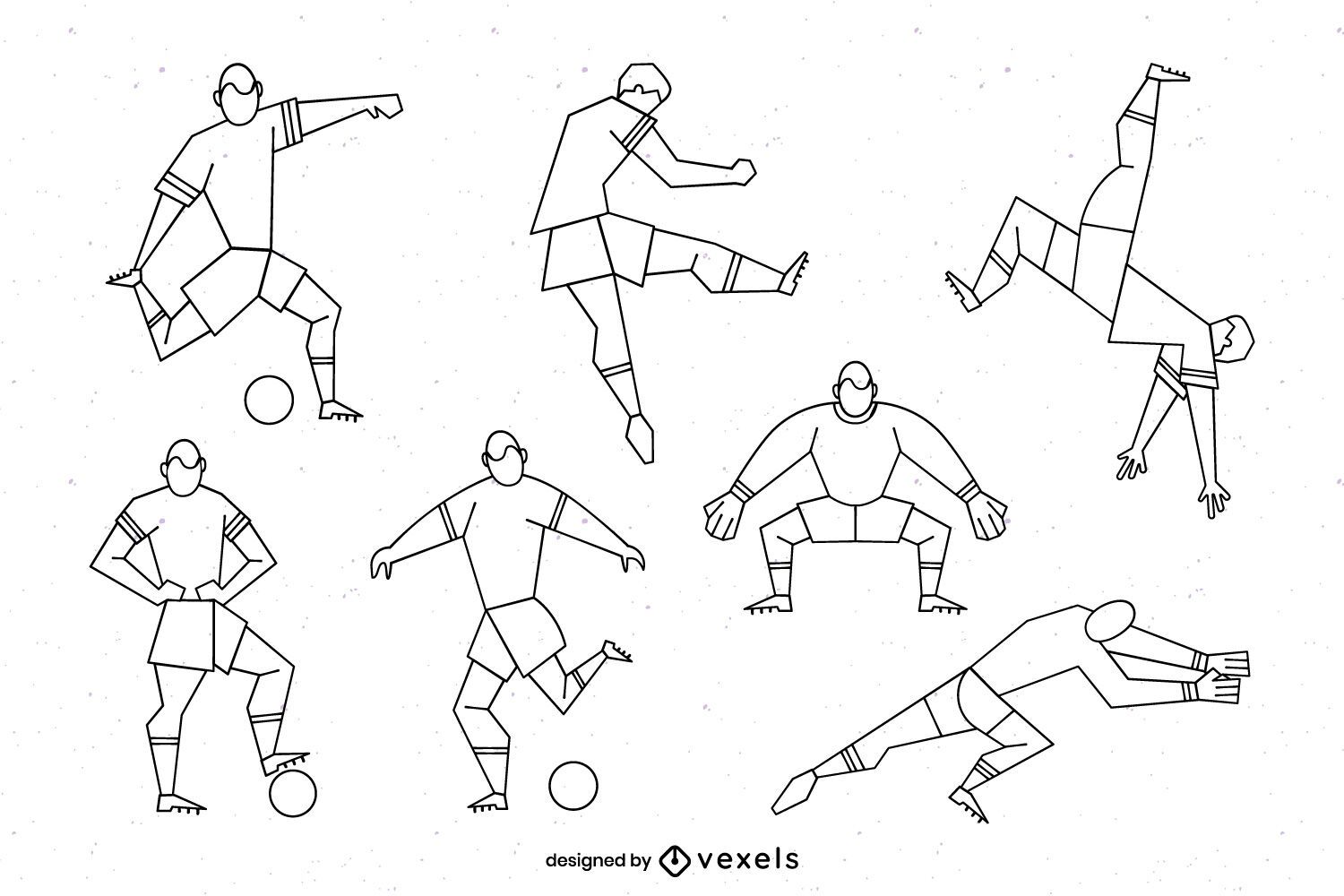 Paquete de personajes de fútbol de trazos geométricos