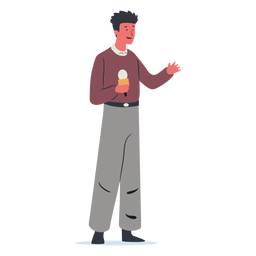 Micrófono de personaje de hombre de pie Diseño PNG