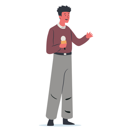 Micrófono de personaje de hombre de pie - Descargar PNG/SVG transparente