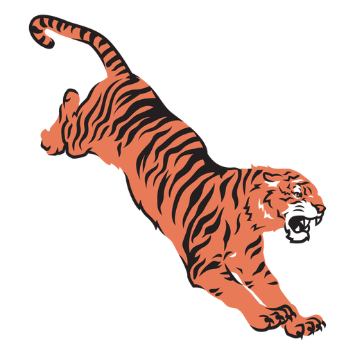 Tigre atacando presa dibujado a mano Diseño PNG