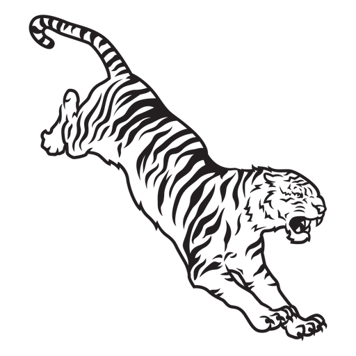 Tiger attacking prey stroke - Transparent PNG & SVG vector file