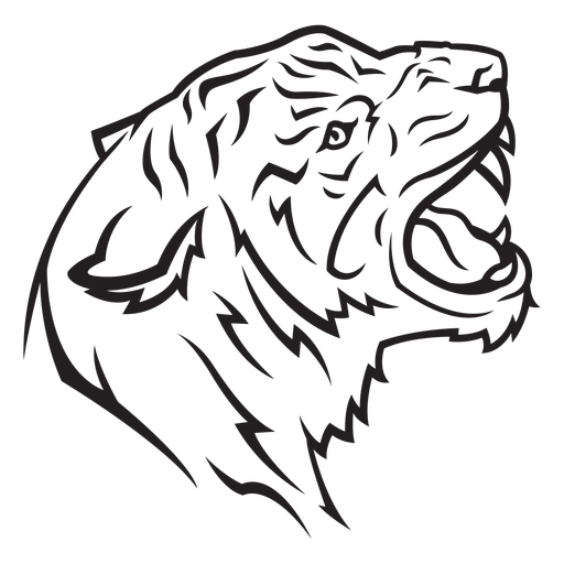 Tiger head side view stroke PNG Design