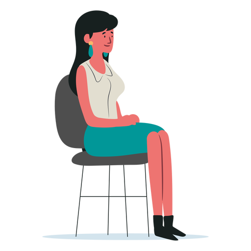 Personagem de mulher sentada na cadeira Desenho PNG