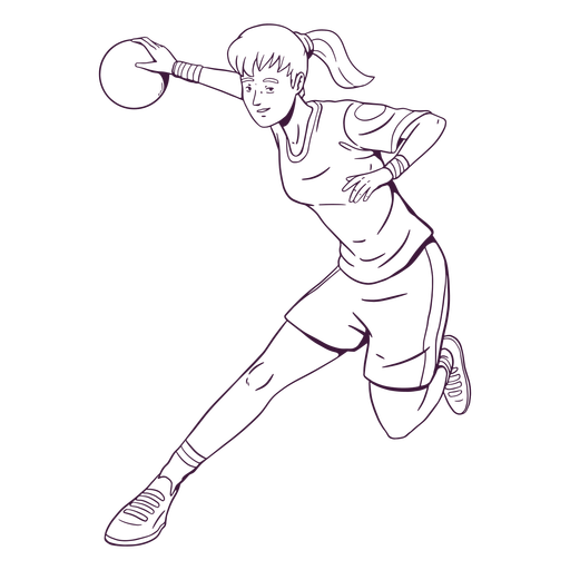 Dibujado a mano mujer jugador de balonmano Diseño PNG