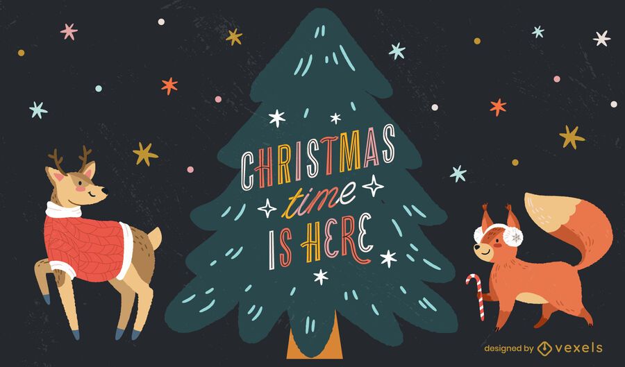 Christmas Time Lettering Illustration - Vector Download